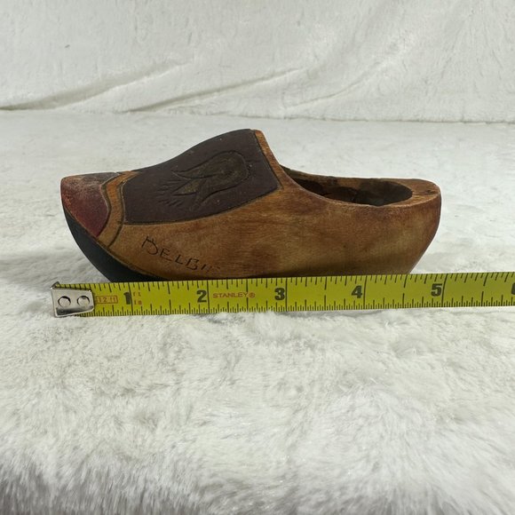 Vintage Dutch Wooden Shoe clog Hand painted carved Art Tulips - Picture 6 of 8